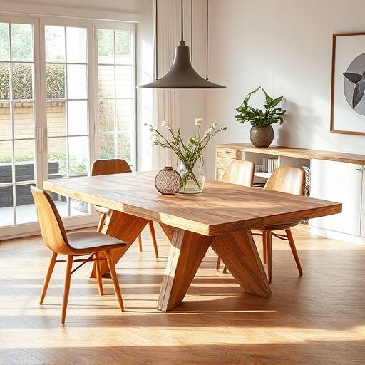 A beautifully designed custom-made wooden dining table in a modern home, showcasing Artisan Haven's craftsmanship.