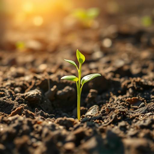 A seedling growing in soil, symbolizing the company's commitment to sustainable practices.