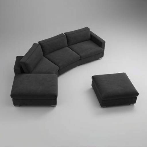 Sectional sofa with chaise lounge, upholstered in dark grey fabric and featuring a modular design.